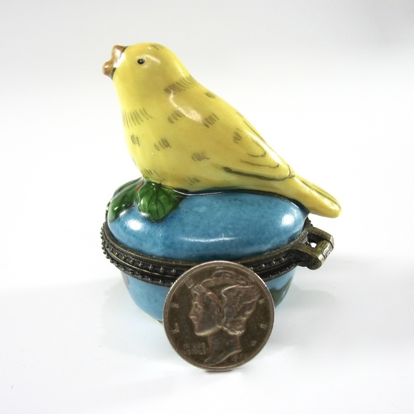 Vintage Enesco, Bird Ring Box, Figural, Ceramic, Yellow, Gift Idea, Collectible - Picture 8 of 10